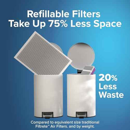 Filtrete 16x25x4 Refillable Air Filter Starter Kit, MPR 1550, MERV 12, 1 Reusable Air Filter Frame & 2 Air Filters, Fits Honeywell & Lennox, Allergen Bacteria & Virus, actual size 15.88 x 24.62 x 4.25