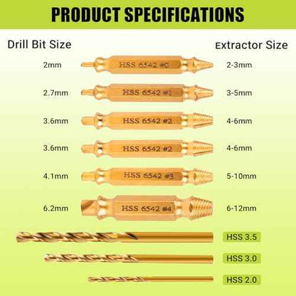 Damaged Screw Extractor Set, 10Pcs Easy Out Bolt Extractor Set, Drill Bit Stripped Screw Remover Tools for Damaged, Broken, Rusted, Small Screws, Bolts, Nuts