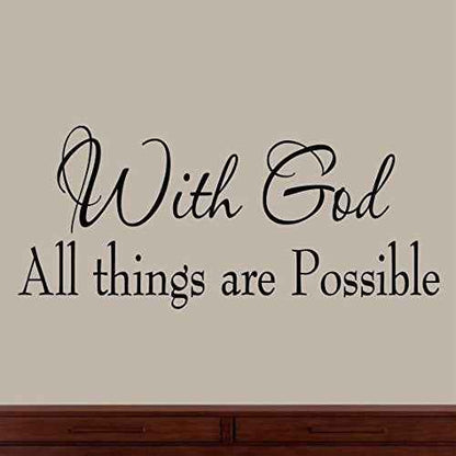 with God All Things are Possible Faith Wall Decals Religious Quotes Family Scripture Home D?cor Christian Vinyl Wall Art