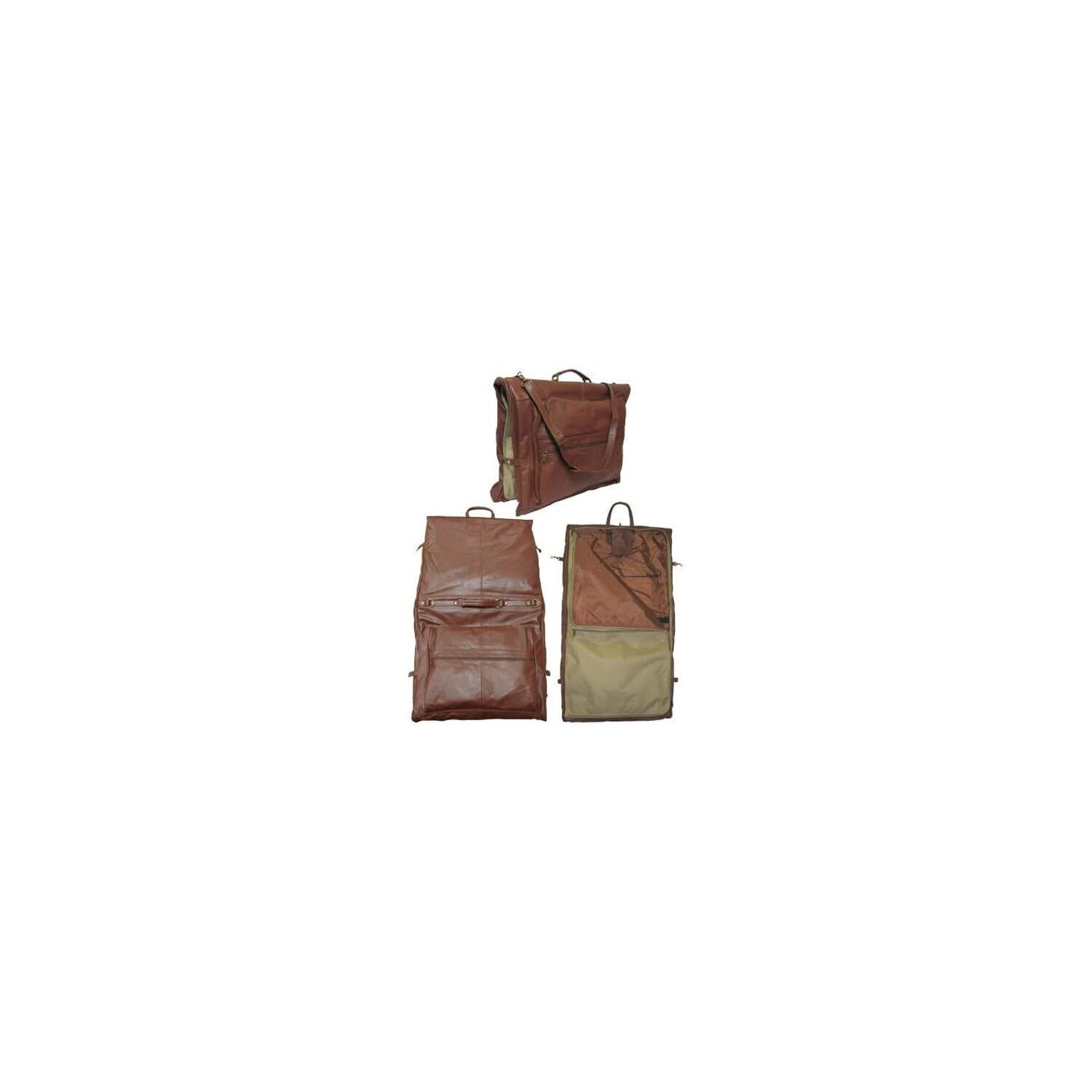 Maykoosh Leather Garment Bag - Top Grain Cowhide Three-Suit Travel Carry On