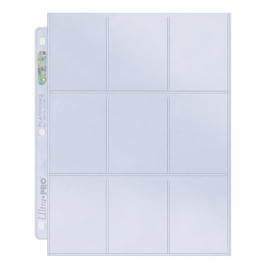 Ultra Pro 9 Pocket Pages Platinum Series 100 Pages of Card Sleeves for Trading Baseball Card Binder, -Pokemon and Baseball Card Sleeves