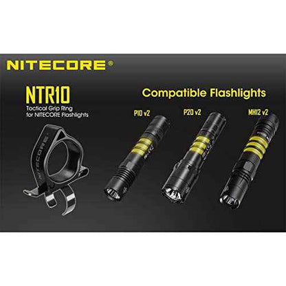 Nitecore NTR10 Tactical Clip-on Ring for Nitcore CI7, New P12, New P12R, P22R and i4000R, Black