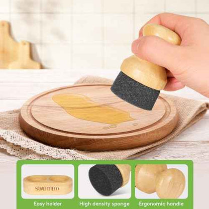 Cutting Board Oil Wax Applicator for Food Grade Mineral Oil Board Natural Bamboo Applicator 2 Packs & 1 x Bamboo Holder Set for Wooden Cutting Boards£¬Spatula£¬Spoons and Kitchen Utensils