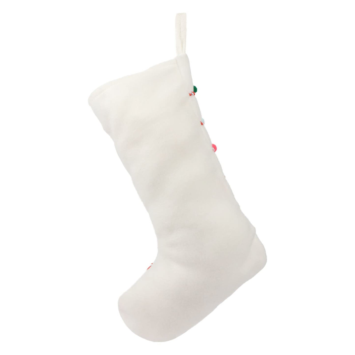 Hopearl Pom Pom Christmas Stocking Boho Style Socks Ultra Soft Holders Ornament Luxury Gifts Bags for Family Xmas Tree Party Supplies, Cream, 18''