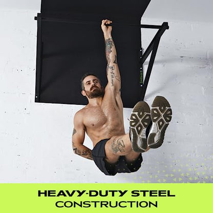 Rage Fitness Heavy-Duty Wall Mounted Pull Up Bar - 500 lbs Weight Capacity | Maintain Upper Body Strength & Core Stability | Space Efficient Steel Chin Up Black Bar for Home & Gym Versatile Workouts
