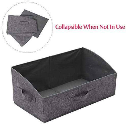 4 Pack Trapezoid Large Foldable Closet Storage Bins with Handle, Fabric Storage Organizer Cube Cloth Containers Linen Box Shelf Baskets for Clothes Clothing Shelves Wardrobe