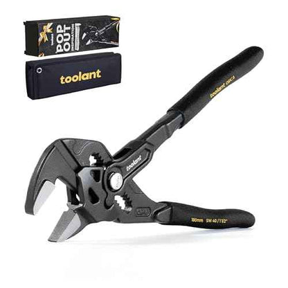 toolant 7-Inch Black Gold Adjustable Plier Wrench, CR-V Steel Smooth Parallel Jaws with Pouch ? Suitable for Nuts, Pipes, Plumbing, Auto & Repairs, Suitable Gift for DIYers