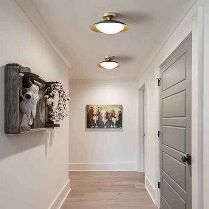 Small Dimmable Mid Century Modern Ceiling Light,5CCT LED Black Gold Semi Flush Mount Ceiling Lamp,for Hallway Entryway Bedroom Laundry Room Kitchen Light Fixture 2700K-6000K,11.81 in