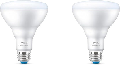 WiZ 65W Eq.(7.2W) BR30 Daylight (5000K) LED Smart Bulb - Pack of 2 - 650 Lumen- E26 - Indoor - Connects to Your Existing Wi-Fi - Control with Voice or App - Activate with Motion - Matter Compatible