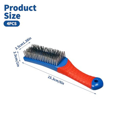 4 PCS Heavy-Duty Wire Brush Set, Heavy Stainless Steel Wire Scratch Brush, with Ergonomic Silicone Covered Handle, for Rust, Dirt, Deep Cleaning Rust and Paint