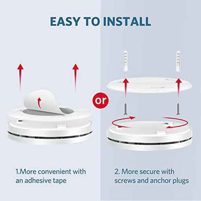 Smoke Detector Carbon Monoxide Detector Combo, 10-Year Battery Ultra-Thin Smoke & CO Alarm with Large Test/Silence Button, Adhesive & Screws Included
