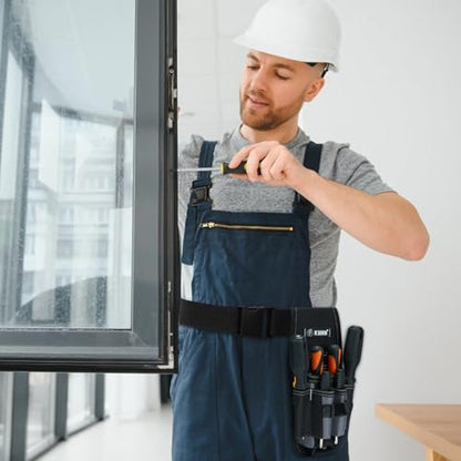 KUNN Small Tool Pouch with Belt Clip - Tool Belt Pouches with 7 Pockets, Adjustable Holster for Electrician, Technician and DIY Projects
