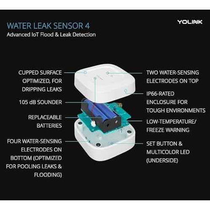 YoLink Smart Home Starter Kit: SpeakerHub & Water Leak Sensor 4 with 105dB Audio Alarm 1-Pack, SMS/Text, Email & Push Notifications, Freeze Warning, LoRa Up to 1/4 Mile Open-Air Range, w/Alexa, IFTTT