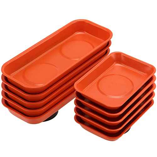 10 Piece Orange Magnet Screw Tray Set, Small Stainless Steel Magnetic Trays, Metal Magnetic Tool Tray Magnetic Socket Trays for Small Parts, Bolts, Pins Tools Organization, 2 Sizes