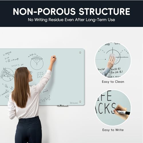 Magnetic Glass Whiteboard - Glass Dry Erase Board 48"x36" Large Frameless Board for Walls Office School and Home
