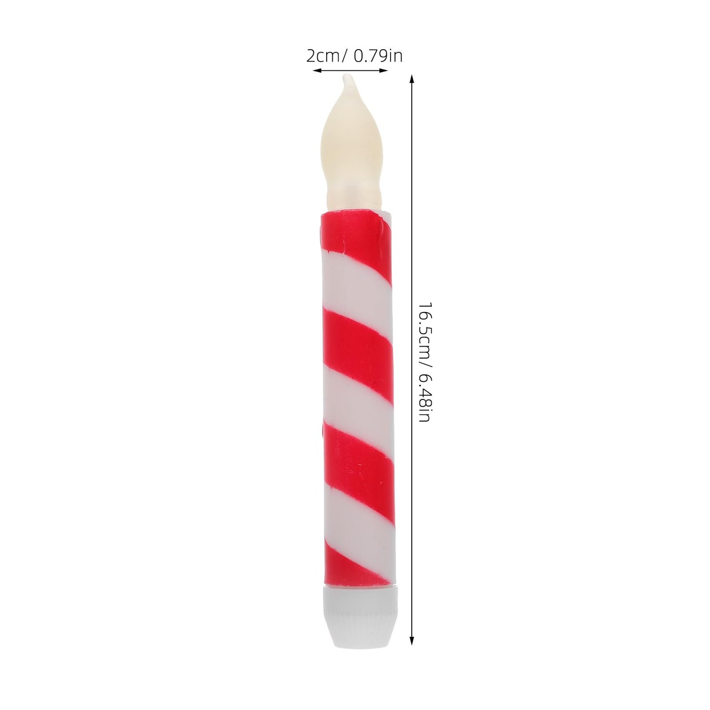 UPKOCH 6pcs Flameless Taper Candles, Candy Cane Candle Red and White Striped Christmas Flameless Candy, Batteryated Led Wicks, Warm White Light for Xmas Wedding Birthday Party Home Decor