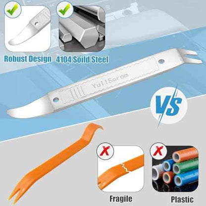 4140 Dual-purpose Steel Pry Bar, Multi-Function Trim Removal Tool for Automotive Panel,Planes Panel, Interior &exterior Trim Removal (Silver Pry Tool 1pc)