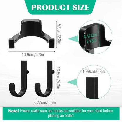 20 Pcs Storage Shed Tool Hooks Black Tool Hanger Compatible with Suncast Shed Accessories for Hanging Storage Shelves Organizer Accessories Parts Replacement Screws Brackets Ladders(J/u)