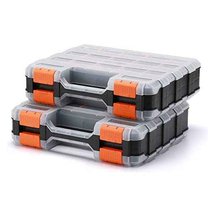 Mayouko Double Side Tools Organizer, Customizable Removable Plastic Dividers, Hardware Box Storage, Excellent for Screws,Nuts,Small Parts, 34-Compartment,2 PCS Set,12.6"L x 10.6"W x 3.2"H