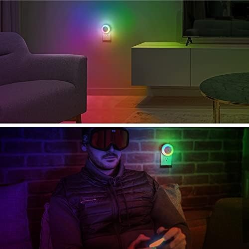 Night Light for Kids, Dynamic RGB Night Lights Color Changing, Nightlight with Light Sensors, Kids Night Lights for Bedroom, Plug in Nightlight for Boys, Girl Night Light, 2 Pack