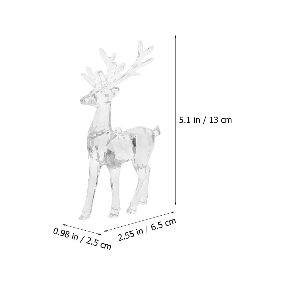 FAVOMOTO 4PCS Acrylic Christmas Reindeer Ornaments, Clear Reindeer Figurine Holiday Party Desk Decorations Table Centerpiece for Home Shelf Table Home Display