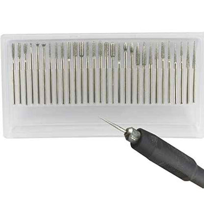 ?????? ???? 30 Pcs Diamond Burr Set, 3/32'' Shank Diamond Mounted Stone Carving Bits fits for Dremel Rotary Tools