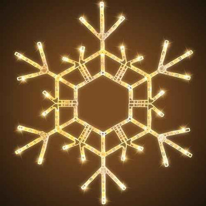 Brightown Christmas Snowflake Lights Outdoor, 108 LED 36" Folding Big Snowflake Hanging Lights, Waterproof Christmas Decorations for Window, Indoor House, Porch, Eave, Pergola, Warm White