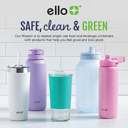 Ello Hydra 64oz Half Gallon Water Jug with Handle and Motivational Time Markers for All Day Hydration, Plastic Reusable Water Bottle with Straw and Locking, Leak Proof Lid, BPA Free, Yucca