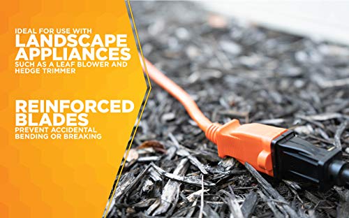 Southwire Woods 50ft Outdoor Extension Cord – Bright Orange, 16/2 Two-Prong – Durable SJTW Jacket for Landscaping & Light-Duty Power – Molded Plug