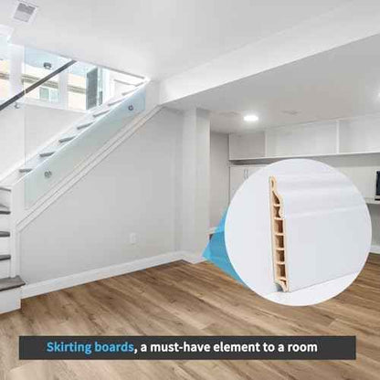 Art3d Wall Baseboard Molding Trim 8-Pack of 56 x 3.2 in., High Impact Polystyrene Skirting Board - Installed with Glue - White