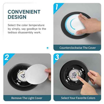 ECOELER 6inch Black LED Disk Lights, 3CCT Selectable Dimmable Flush Mount Ceiling Light Fixture, 16.5W 1100Lm, Aluminum Trim Low Profile Surface Mount, ETL Listed, 10 Pack