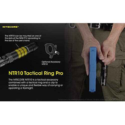 Nitecore NTR10 Tactical Clip-on Ring for Nitcore CI7, New P12, New P12R, P22R and i4000R, Black