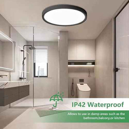 20 Inch Dimmable LED Flush Mount Ceiling Light, 40W,4350LM, 2700K/3000K/4000K/5000K/6000K CCT Selectable ,Round Flat Panel Light Low Profile Ceiling Light Fitures for Hallway/Kitchen/Bedroom, Black