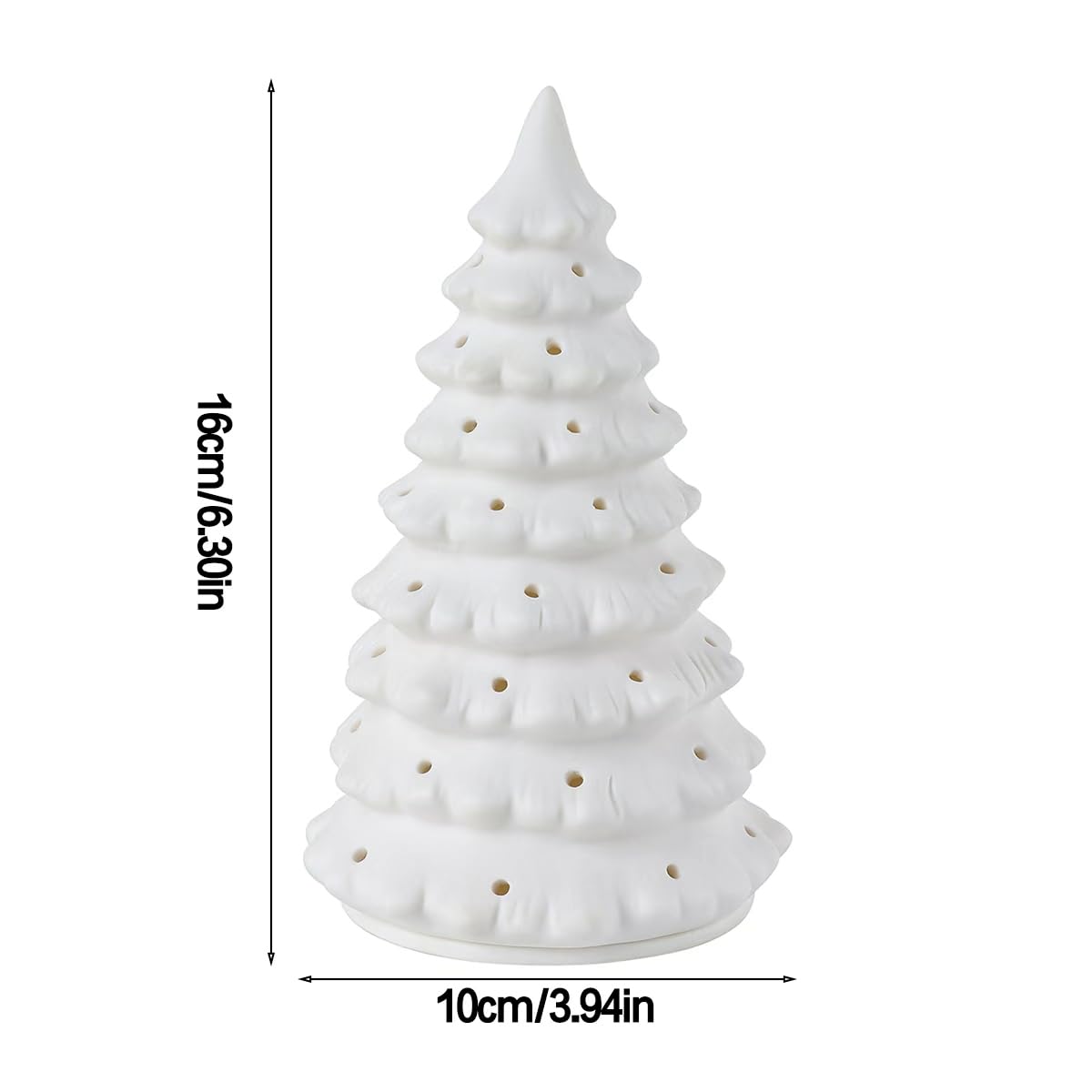 Ceramic Christmas Tree Set Tealight Ceramic Holder Height: 6.3inch Matte White Translucent Tiered Silhouette Sculptural Accents