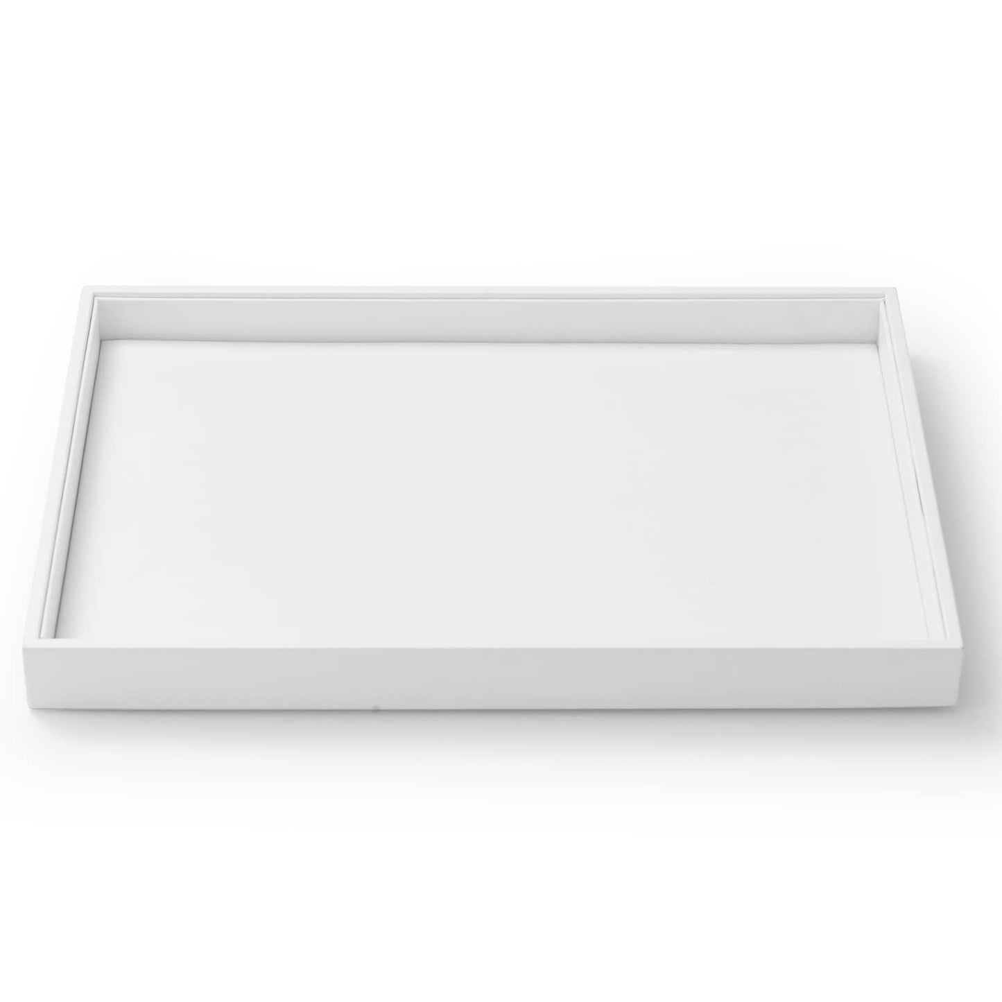 Oirlv Premium White Leather Stackable Jewelry Tray Flat Jewelry Organizer Tray for Jewelry Accessory Trade showcase