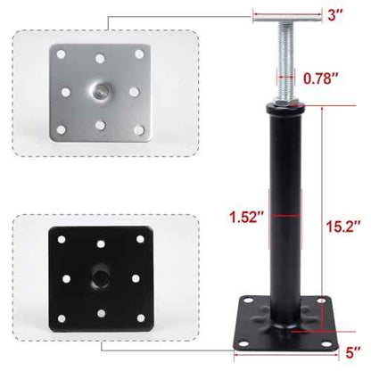 4 Pack Adjustable House Floor Jacks ? 16"-20" Heavy Duty House Jacks for Leveling, Steel Support Posts for Beams, Decks, Crawl Spaces, Basements-Black