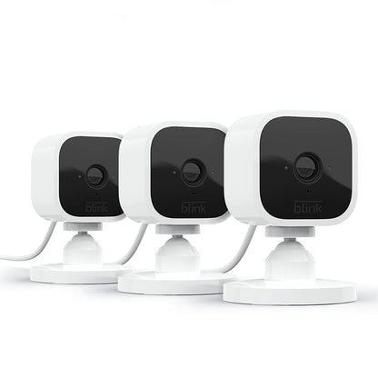 Blink Mini - Compact indoor plug-in smart security camera, 1080p HD video, night vision, motion detection, two-way audio, easy set up, Works with Alexa – 2 cameras (Black)
