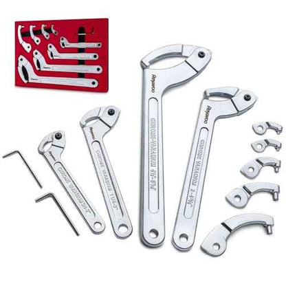 Spanner Wrench Set with Changeable Heads, 11 Pcs Adjustable Spanner Wrench Tool for Hydraulic Ram Cylinder, Mechanical Machine, Equipments Vehicles