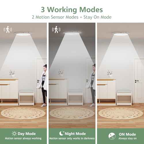 Battery Operated Motion Sensor Ceiling Light with Remote, USB Rechargeable Magnetic Closet Light 5 Color Temperatures Dimmable Timing Motion Activated Stairs Light for Pantry Porch- 2 Pack