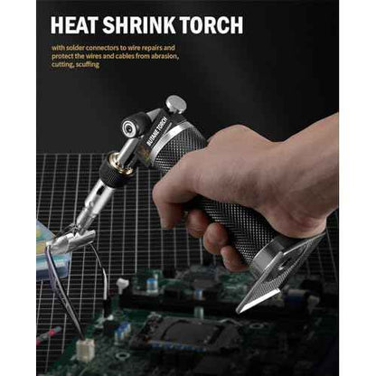RAVS 15-piece Butane Torch Kitwith 100 pcs Heat Shrink Wire Connectors, Cordless Butane Soldering Iron Kit, Multi-Function Brazing Torch Kit without Butane Fuel