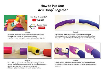 Weighted Hula Hoop, ACU Hoop 3L - 3.3 lb Large, Weight Loss Fitness Workout Sports Hoop with ridges. (Rainbow Colors)