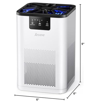 AROEVE Air Purifiers for Bedroom Air Purifier With Aromatherapy Function For Pet Smoke Pollen Dander Hair Smell 20dB Air Cleaner For Bedroom Office Living Room, MK06- Black(Available for California)