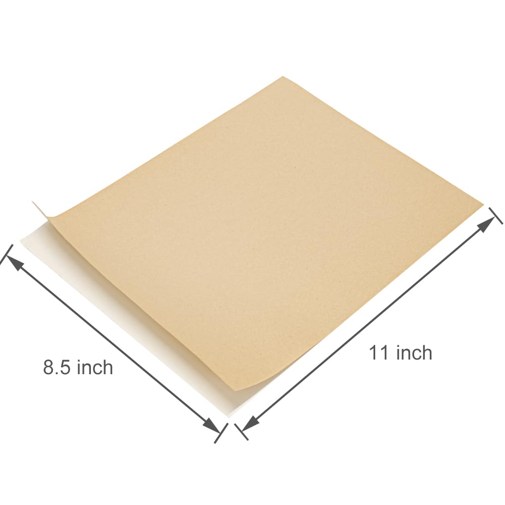 NATURALABEL 200 Sheets Printable Kraft Sticker Paper for Laser & Inkjet Printers - Full Sheet Self-Adhesive Craft Labels, Matte, Letter Size (8.5" x 11")