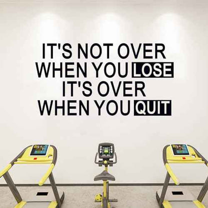 SEATUNE Gym Inspirational Quotes Wall Stickers - Positive Motivational Office Wall Decals - Workplace Home Vinyl Art Wall Decor - It's Not Over When You Lose It's Over When You Quit 21"X11"