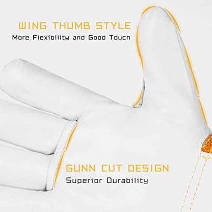 TOOLIOM Premium Goatskin TIG Welding Gloves Cuff Cowhide Split Leather with Soft Lining High-Dexterity (14-inch, Large)
