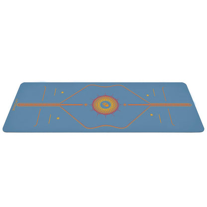 Liforme Printed Yoga Mat Collection - Free Yoga Bag Included - Patented Alignment System, Warrior-like Grip, Non-Slip, Eco-friendly, Sweat-resistant, Long, Wide and Thick for Comfort (Radiant Sun-Blue)