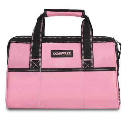 COMOWARE 13-Inch Tool Bag, Pink Soft Storage Bags with Inside Pockets, Wide Mouth Pink Tool Tote Bag