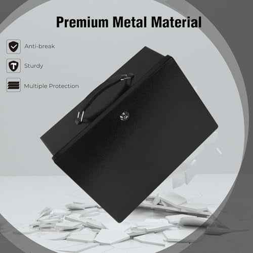 Fireproof Document Box,X Large Fire Resistant Safe Box with Key Lock for Home, Portable Fireproof Lock Box for Personal Items, Passport, Cash, Tablet, Exterior 13.2" x 11" x 4.13"