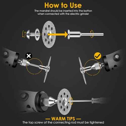 30Pcs 545 Diamond Cutting Wheel Rotary Tool Cutting Discs with 6Pcs 402 Mandrel and Screwdriver for Rotary Tools