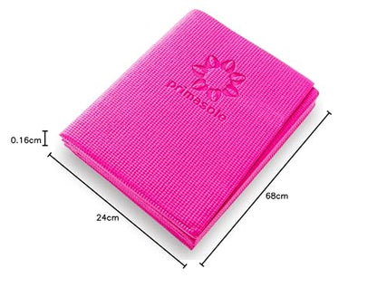 Primasole Folding Travel Yoga Mat Foldable light weight Easy to carry to Workout Fitness Class Beach Park Travel Picnics 4mm thick Azalea Pink Red Color PSS91NH027A